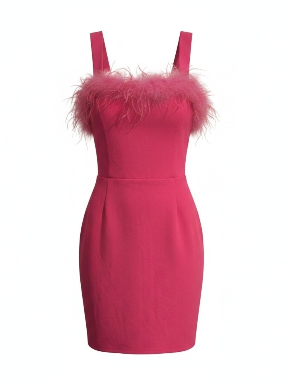 Speechless Hot Pink Feather-Trim Mini Dress